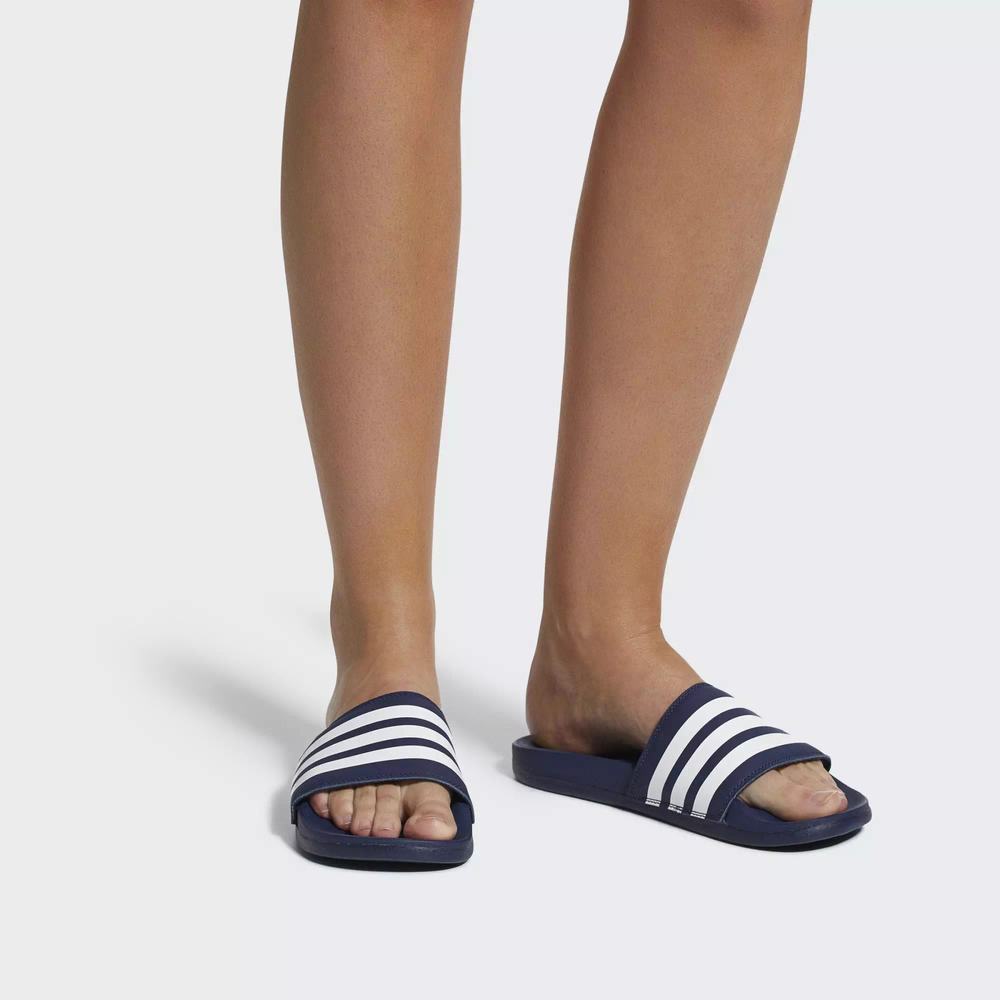 Adidas Adilette Cloudfoam Plus Stripes Sandalias Azules Para Mujer (MX-74495)